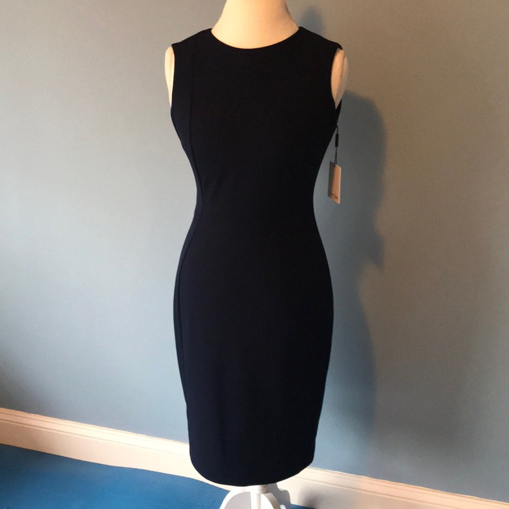 Navy blue sleeveless Sheath dress
